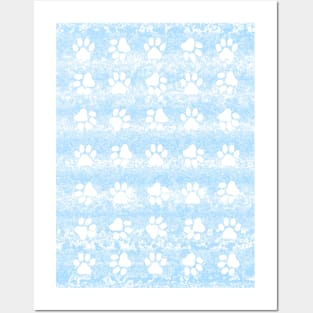 PUPPY Paw Print Blue Abstract Posters and Art